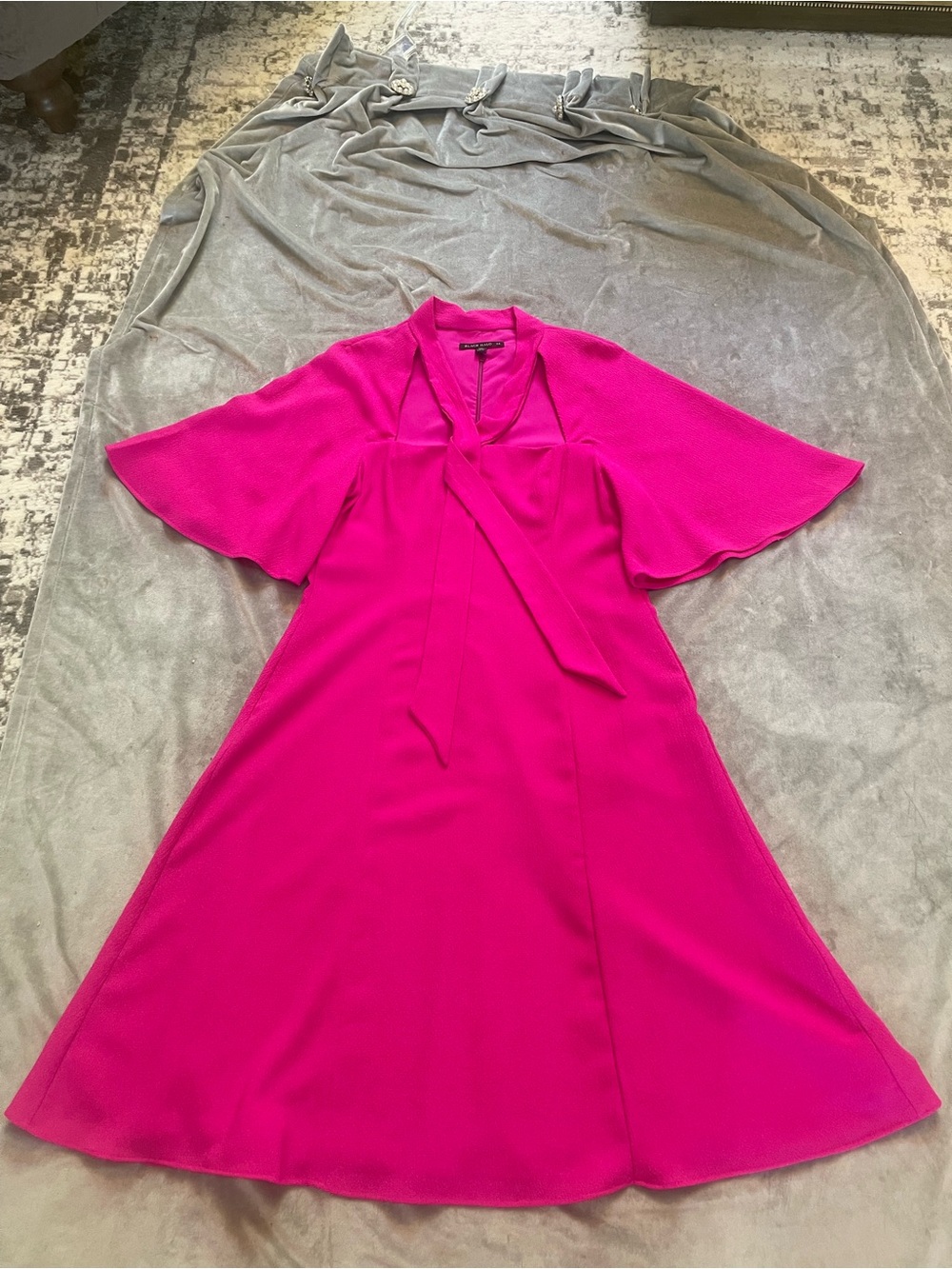 Black Halo ✨ Coralia A-line Dress| Prominent Tie-neck Detail| Vibrant Pink - Picture 12 of 14